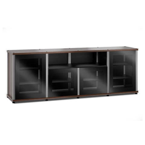 Salamander Designs Synergy 345 Quad AV Cabinet (Dark Walnut with Black Glass & Aluminum Posts)