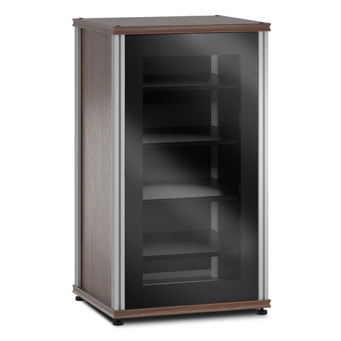 Salamander Designs Synergy 402 AV Cabinet (Dark Walnut with Black Glass Doors & Aluminum Posts)