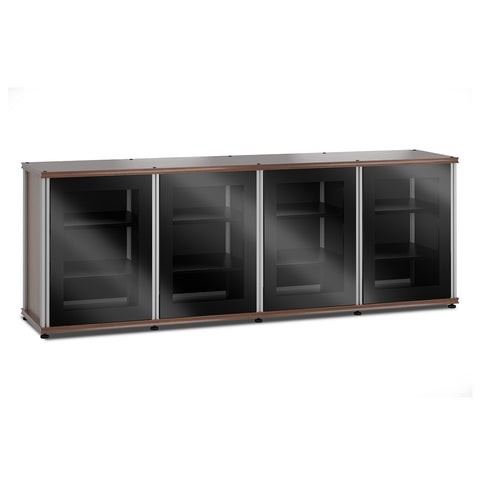 Salamander Designs Synergy 347 Quad AV Cabinet (Dark Walnut with Black Glass Doors & Aluminum Posts)