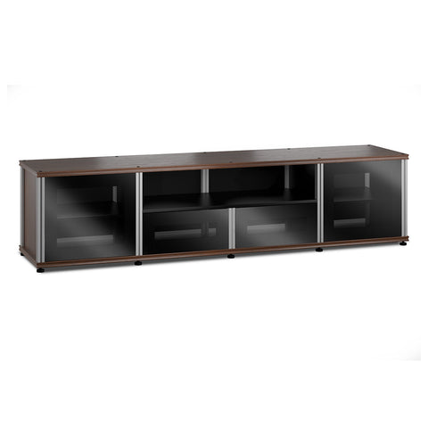 Salamander Designs Synergy 243 Quad AV Cabinet (Dark Walnut with Black Glass Doors & Aluminum Posts)