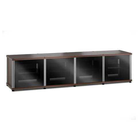 Salamander Designs Synergy 247 Quad AV Cabinet (Walnut with Black Glass Doors & Aluminum Posts)