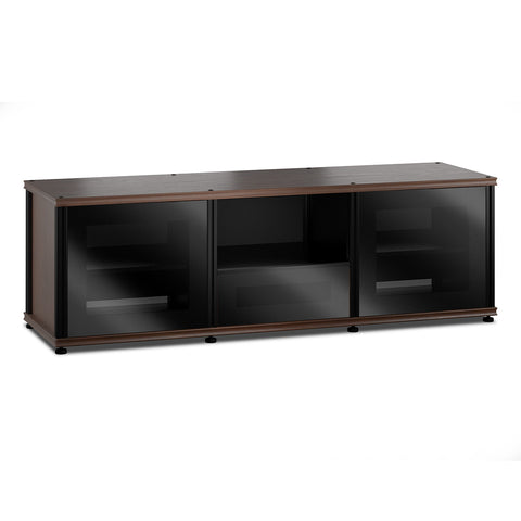 Salamander Designs Synergy 236 Triple AV Cabinet (Dark Walnut with Black Glass & Black Posts)