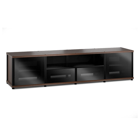 Salamander Designs Synergy 243 Quad AV Cabinet (Dark Walnut with Black Glass Doors & Black Posts)