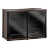 Salamander Designs Synergy 323 Twin AV Cabinet (Dark Walnut with Black Glass & Black Posts)