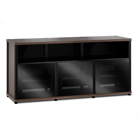 Salamander Designs Synergy 339 Triple AV Cabinet (Dark Walnut with Black Glass & Black Posts)