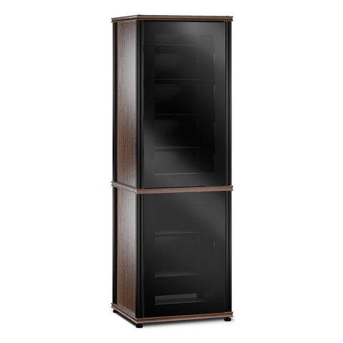 Salamander Designs Synergy 703 AV Cabinet (Dark Walnut with Black Glass Doors & Black Posts)