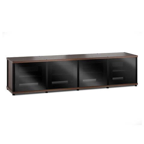 Salamander Designs Synergy 247 Quad AV Cabinet (Walnut with Black Glass Doors & Black Posts)
