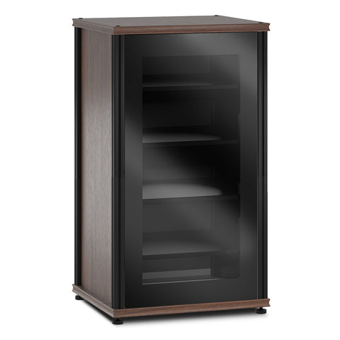 Salamander Designs Synergy 402 AV Cabinet (Dark Walnut with Black Glass Doors & Black Posts)