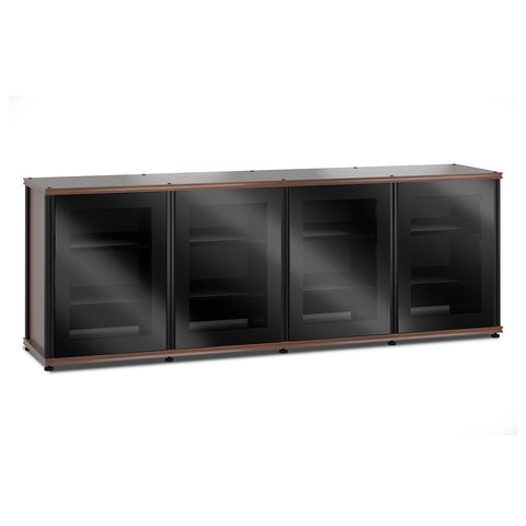 Salamander Designs Synergy 347 Quad AV Cabinet (Dark Walnut with Black Glass Doors & Black Posts)