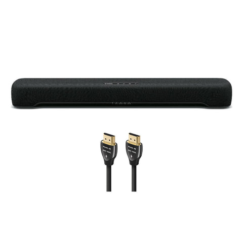 Yamaha SR-C20A Compact Sound Bar with Built-In Subwoofer with 8K-10K 48Gbps HDMI Cable - 2.46 ft. (.75m)