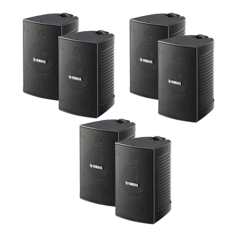 Yamaha NS-AW194 All-Weather Outdoor Speakers Bundle - 6 Pack (Black)
