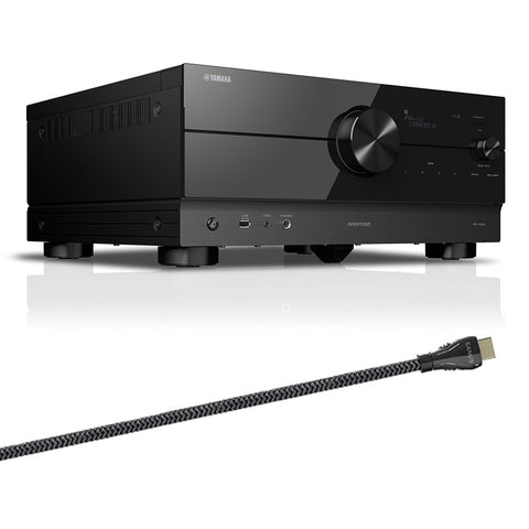 Yamaha RX-A4A AVENTAGE 7.2 Channel AV Receiver with Sanus Ultra High Speed 8K 6.56 ft. HDMI 2.1 Cable