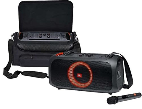 JBL PartyBox On-The-Go Portable Party Speaker Bundle with gSport Carry Bag (Black)