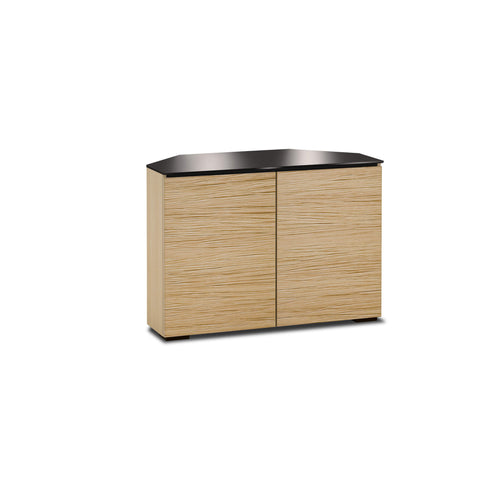 Salamander Chameleon Denver 221 Twin-Width Corner AV Cabinet (Natural Oak with Black Glass Top)