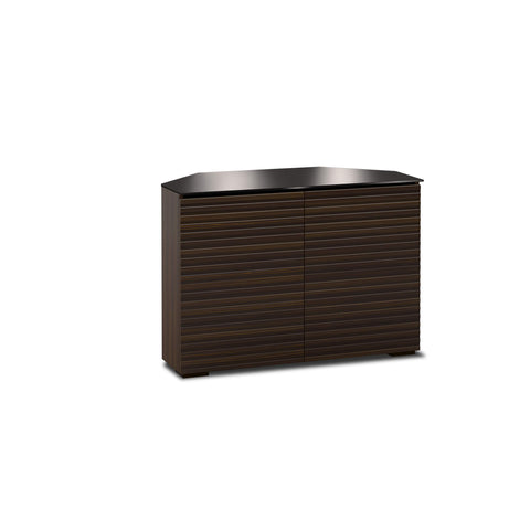 Salamander Chameleon Zurich 221 Corner A/V cabinet (Opium Brown Linear Textured w/ Black Glass top)