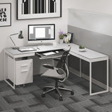 BDI Centro 6401 Desk with Keyboard Drawer (Satin White)