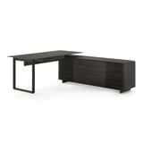BDI Corridor 6531 Modern Shaped L-Shaped Executive Desk (Charcoal Stained Ash)