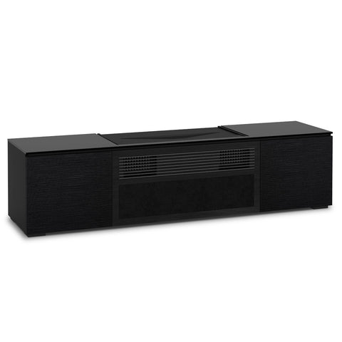 Salamander Designs Chameleon Credenza Chicago UST Media Cabinet - Grass Texture, Black Oak Doors, Black Oak Sides, Black Solid Surface Top