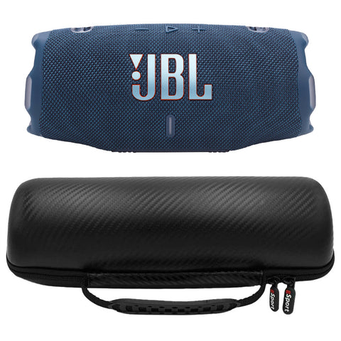 JBL CHARGE 6 Waterproof Portable Speaker Bundle with gSport Carbon Fiber Case (Blue)