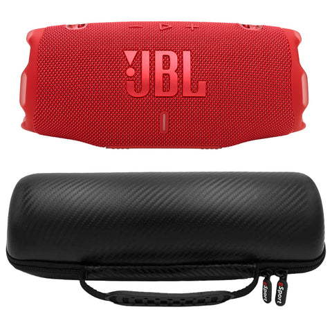 JBL CHARGE 6 Waterproof Portable Speaker Bundle with gSport Carbon Fiber Case (Red)