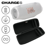 JBL CHARGE 6 Waterproof Portable Speaker Bundle with gSport Carbon Fiber Case (White)