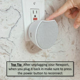 OC Acoustic Newport Plug-in Outlet Speaker with Bluetooth 5.1 and Built-in USB Type-A Charging Port (Gray/White)