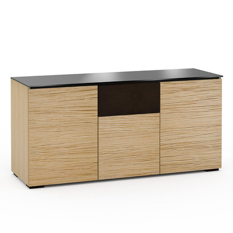 Salamander Designs Chameleon Collection Denver 336 Triple Speaker Integrated Cabinet (Deep Textured Natural Oak with Black Glass Top)