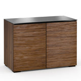Salamander Designs Chameleon Collection Denver 323 Twin AV Cabinet (Deep Textured Medium Walnut with Black Glass Top)
