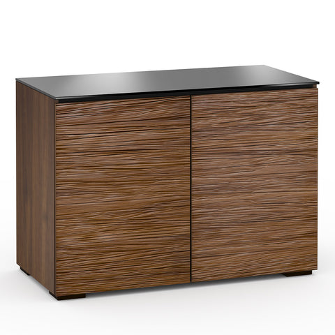 Salamander Designs Chameleon Collection Denver 323 Twin AV Cabinet (Deep Textured Medium Walnut with Black Glass Top)