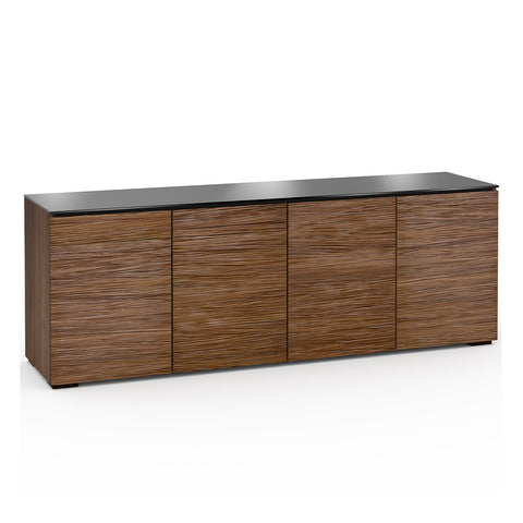 Salamander Designs Chameleon Collection Denver 347 Quad AV Cabinet (Deep Textured Medium Walnut with Black Glass Top)