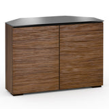 Salamander Designs Chameleon Collection Denver 323 Twin Corner AV Cabinet (Deep Textured Medium Walnut with Black Glass Top)