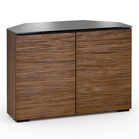 Salamander Designs Chameleon Collection Denver 323 Twin Corner AV Cabinet (Deep Textured Medium Walnut with Black Glass Top)