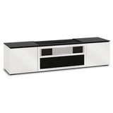 Salamander Designs Chameleon Credenza Miami UST Media Cabinet - Gloss-White Doors and Sides, Black Solid Surface Top