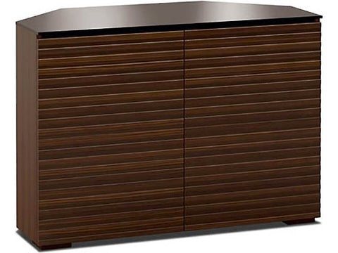 Salamander Chameleon Zurich 323 Corner A/V cabinet (Opium Brown and Linear Texture W/ Black Glass Top)
