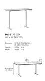 BDI Centro 6452-2 Height Adjustable Standing Desk - 66"x30"