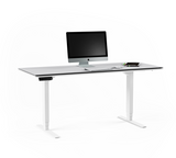 BDI Centro 6452-2 Adjustable Desk and Centro 6407 Mobile File Cabinet Bundle (Satin White/Gray Glass)