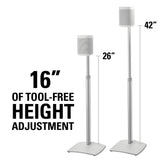 Sanus WSSA2 Adjustable Height Wireless Speaker Stand designed for Sonos One, Sonos One SL, Play:1, and Play:3 (Pair)