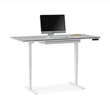 BDI CENTRO 6452 lift desk in raised position with optional tray