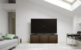 triple wide tv cabinet with hidden storage brown wood